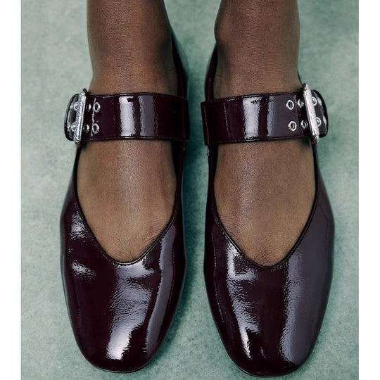 Damen Elegante Ballerinas im Leopardenmuster mit modischer Schnalle EB