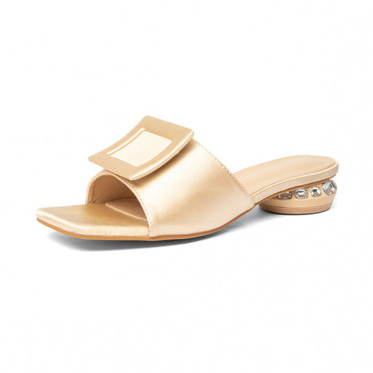 Damen Sandalen mit dekorativen Schnallen und funkelndem Absatz EB