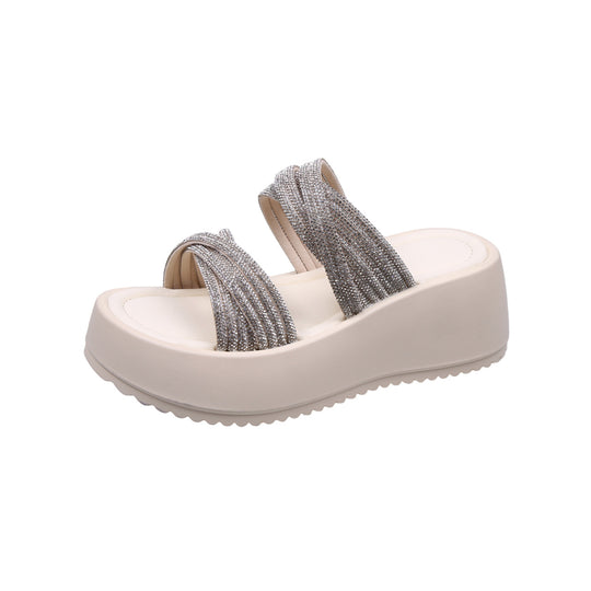 Damen Glamouröse Plateau-Sandalen mit funkelnden Riemen EB