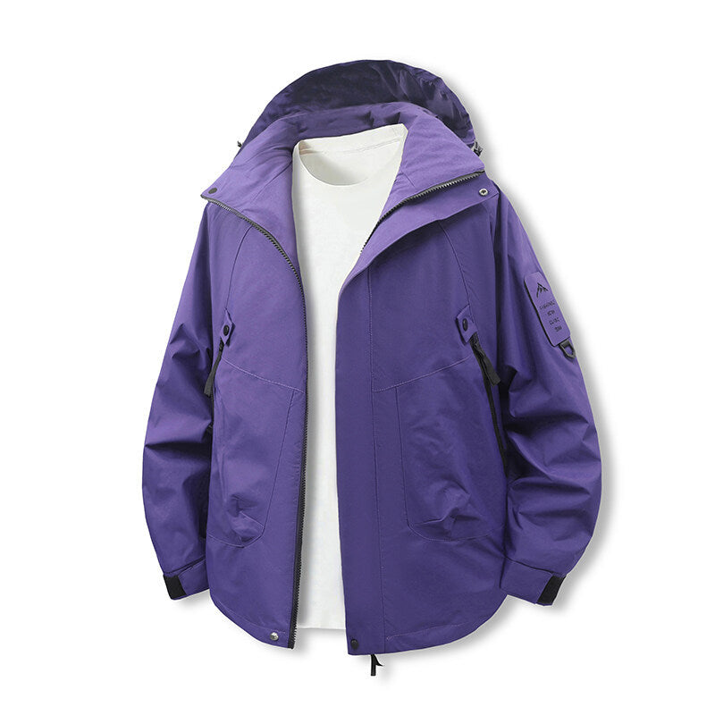 Herren funktionale Outdoor-Jacke mit verstellbarem Kapuzenbereich und zahlreichen Taschen EB