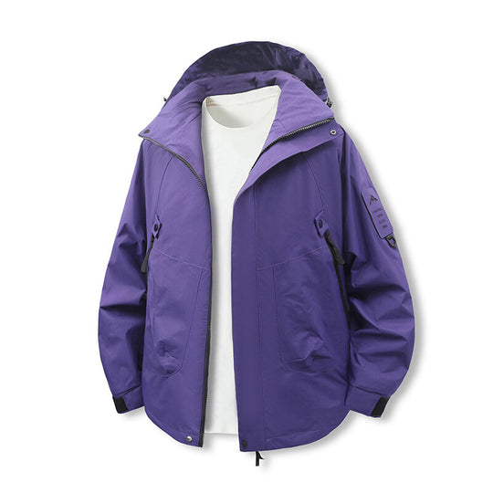 Herren funktionale Outdoor-Jacke mit verstellbarem Kapuzenbereich und zahlreichen Taschen EB