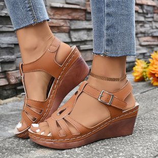 Damen Keilsandalen mit bequemer Fußbettung und verstellbarem Riemen EB