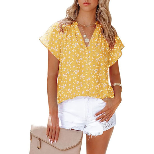 Damen Bluse mit floralem Muster und lässigem Schnitt EB