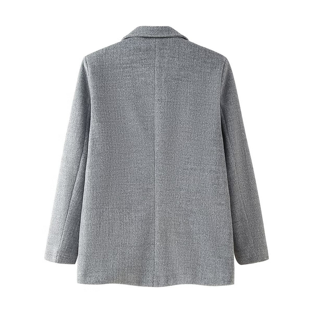 Damen elegante Blazerjacke mit aufgesetzten Taschen und hochwertigem Stoff EB