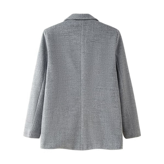 Damen elegante Blazerjacke mit aufgesetzten Taschen und hochwertigem Stoff EB