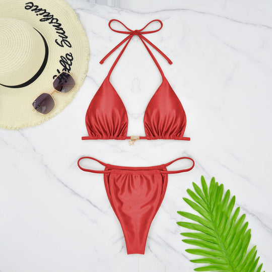 Damen Triangel-Bikini mit glanzvollem Material EB