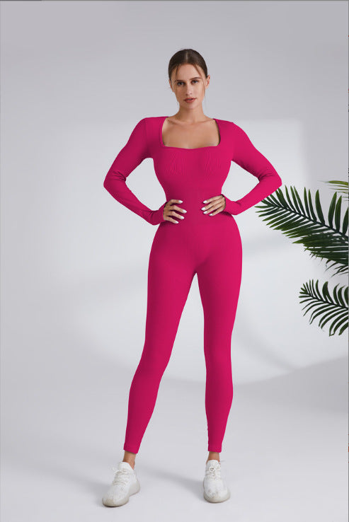 Damen Leggingsanzug mit elegantem Quadrat-Ausschnitt und figurbetonendem Schnitt EB