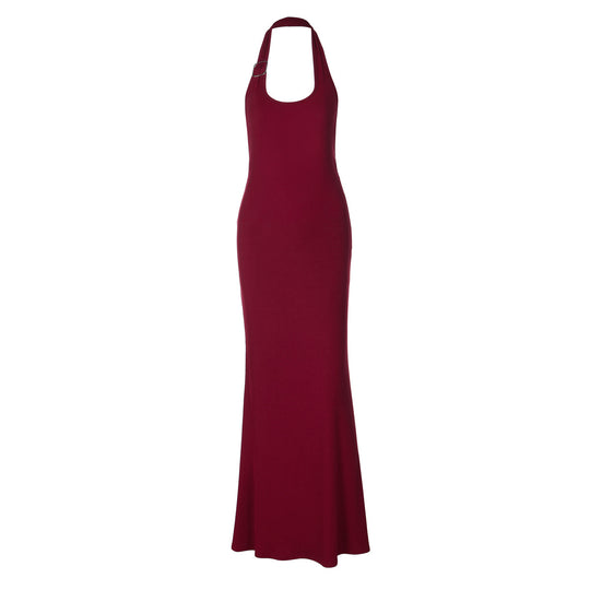 Damen Elegantes Maxikleid mit Halterneck und figurbetontem Design EB