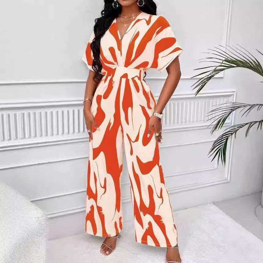 Damen Eleganter Jumpsuit mit weit geschnittenem Bein und raffiniertem Design EB