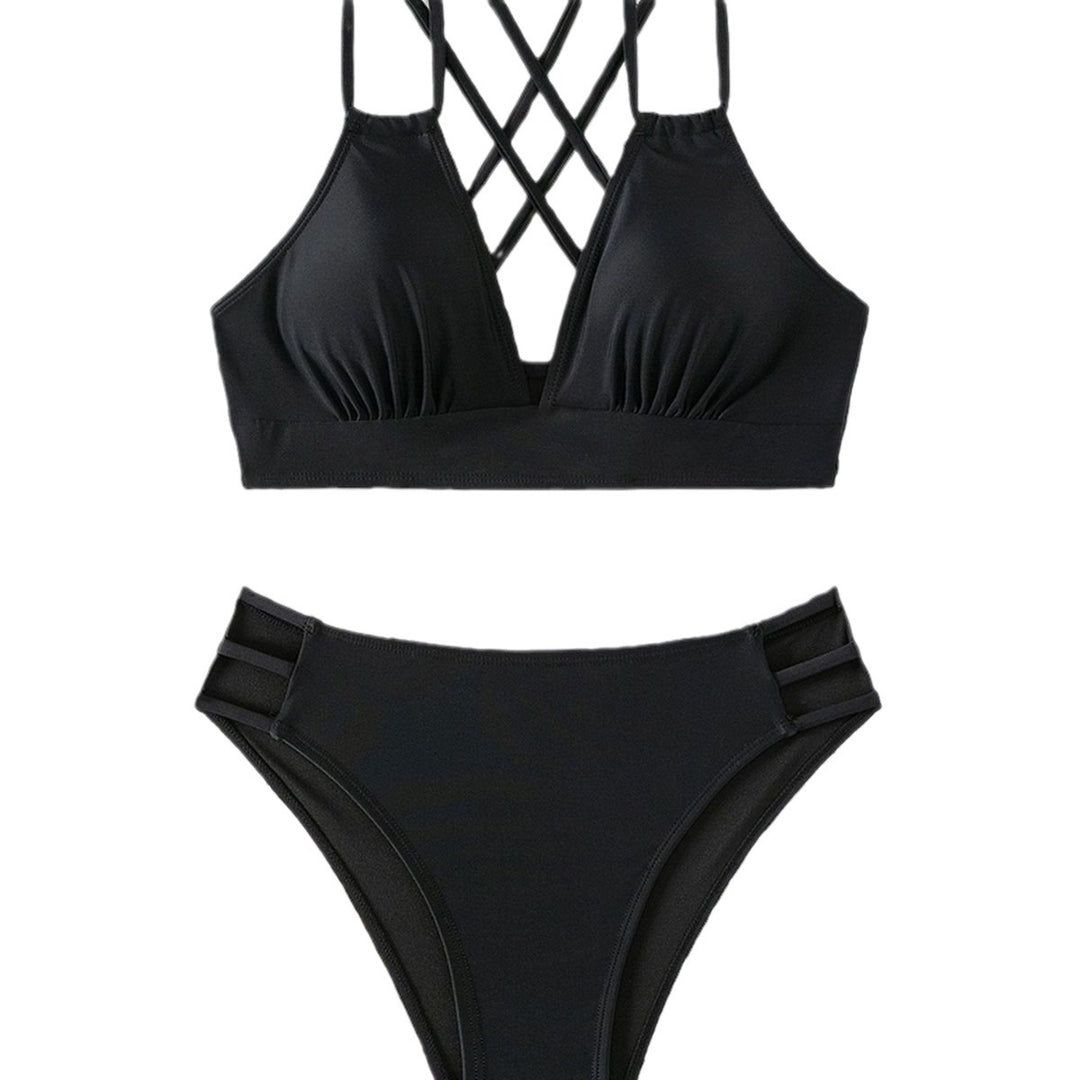 Damen Triangel-Bikini mit geflochtenen Trägern und hohem Schnitt EB