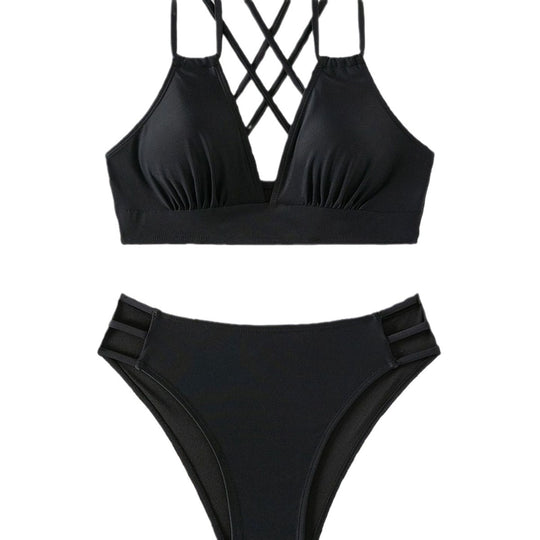 Damen Triangel-Bikini mit geflochtenen Trägern und hohem Schnitt EB
