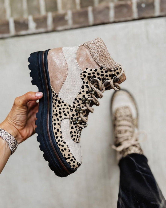 EB | Stiefeletten mit Wildlederdetails Leopardenmuster