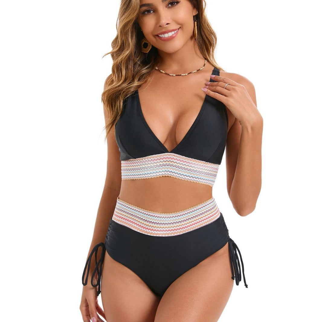 Damen Zweiteiliges Bikini-Set mit breitem Gummibund und hochwertige Rippstruktur EB