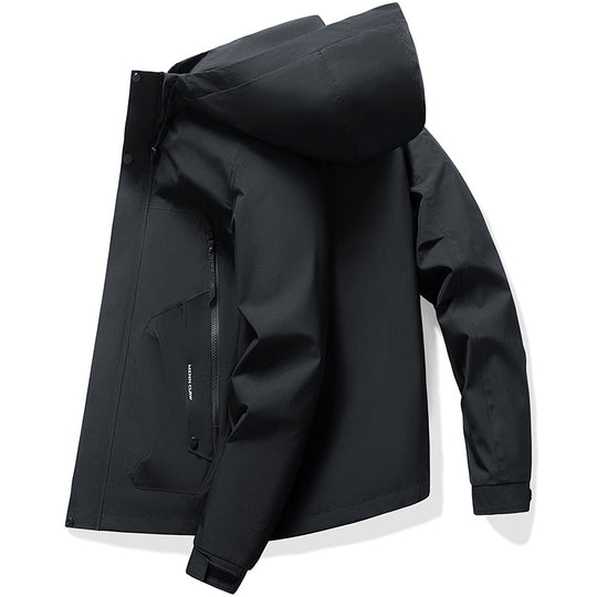 Men's  waterproof breathable hooded softshell jacket with taped seams EB