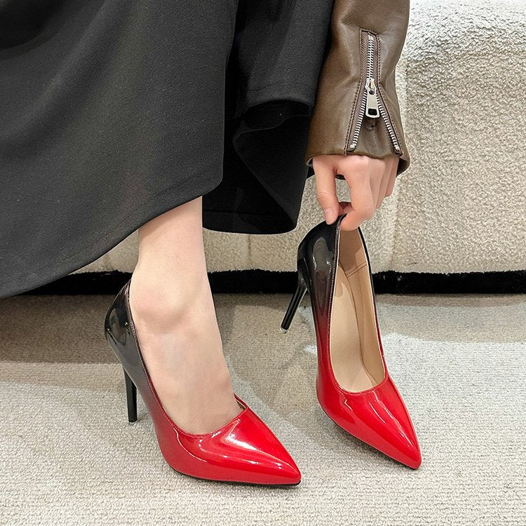 Damen elegante Spitzen-High Heels mit funkelndem Effekt EB