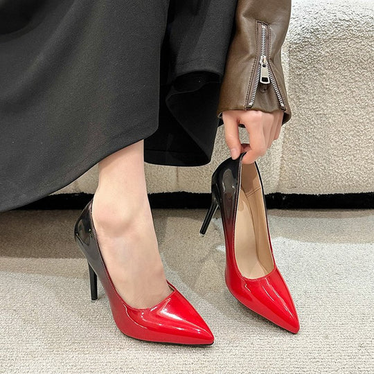 Damen elegante Spitzen-High Heels mit funkelndem Effekt EB