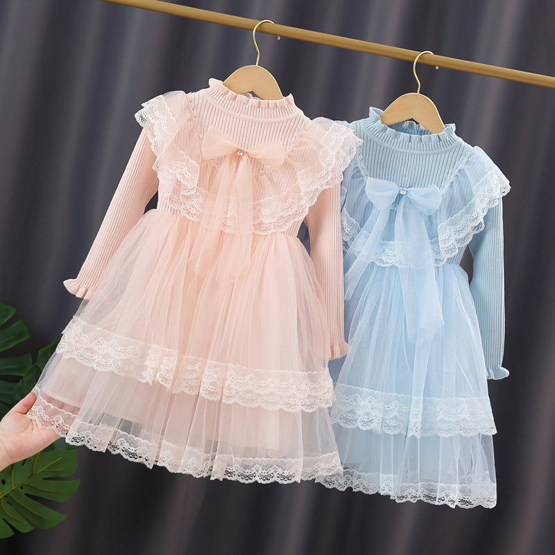 Mädchen Festliches Kleid mit Rüschenkragen und Tüllrock EB