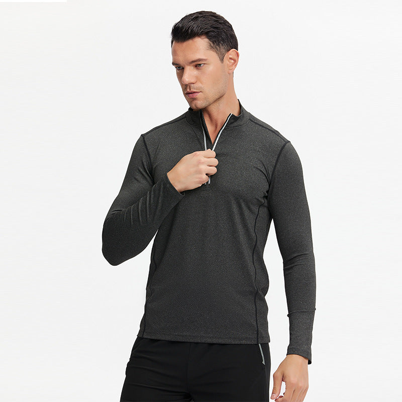 Herren Atmungsaktives Funktions-Langarmshirt mit halbem Reißverschluss und sportlichem Slim-Fit EB
