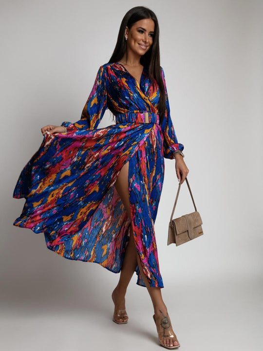 Damen Maxikleid mit bunten Mustern EB