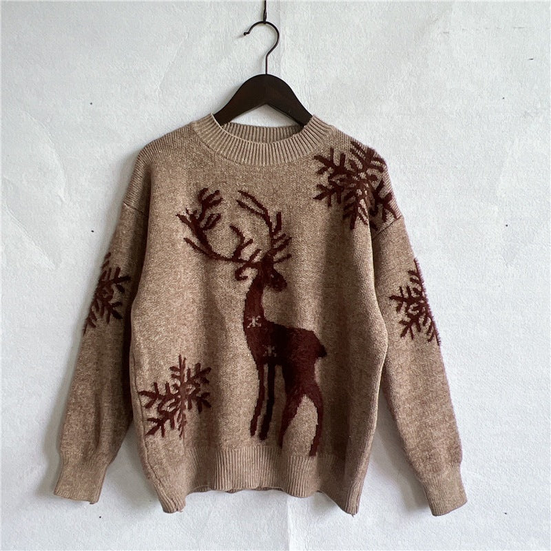 Damen Weihnachtspullover mit festlichem Rentierdesign und hochwertiger Strickqualität EB