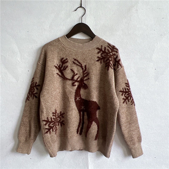 Damen Weihnachtspullover mit festlichem Rentierdesign und hochwertiger Strickqualität EB