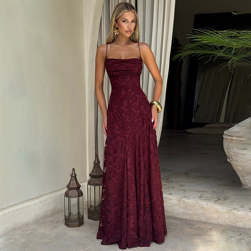 Damen Elegantes Abendkleid mit Wunderschönen Floral Mustern und Raffinierten Details EB