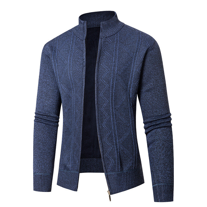 Herren Strickjacke mit eleganten Mustern und modernem Stehkragen EB