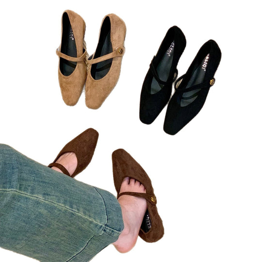 Damen elegante Ballerinas mit modischem Riemen und komfortablem Fußbett EB
