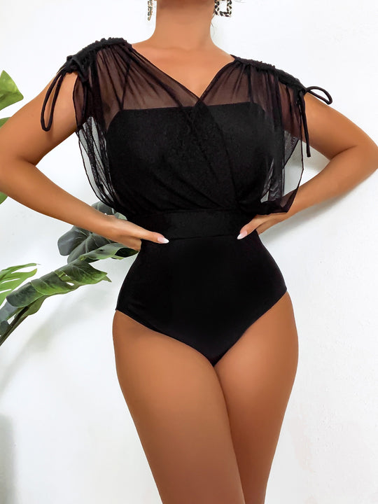 Damen Badeanzug mit elegantem Transparentshirt EB