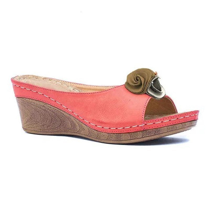 Damen Wedge-Pantoletten mit floralen Akzenten und gepolsterter Sohle EB