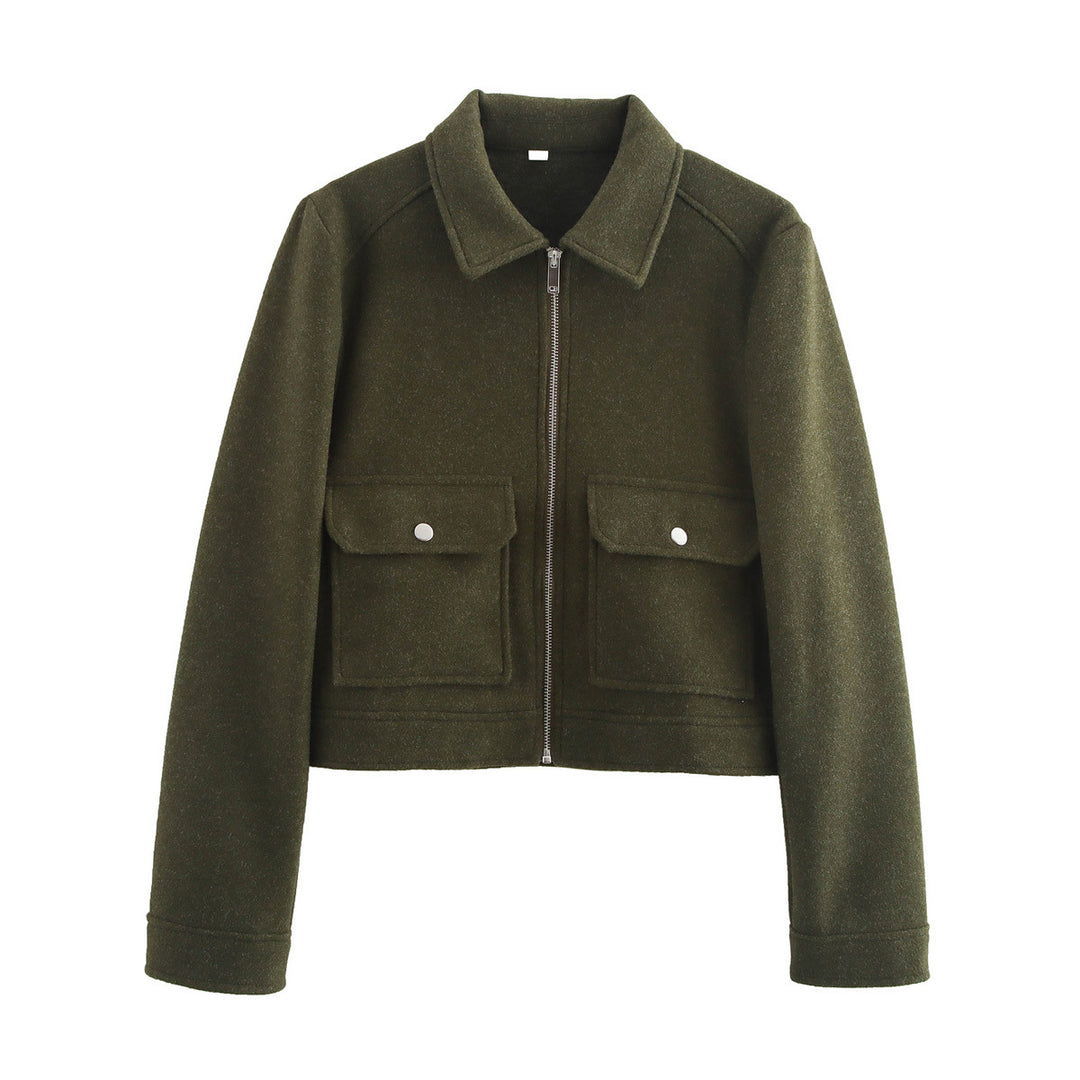 Damen modische Kurzjacke mit praktischen Taschen und elegantem Schnitt EB