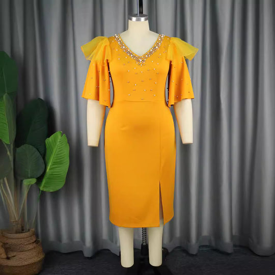 Damen Elegantes Cocktailkleid mit funkelnden Applikationen EB
