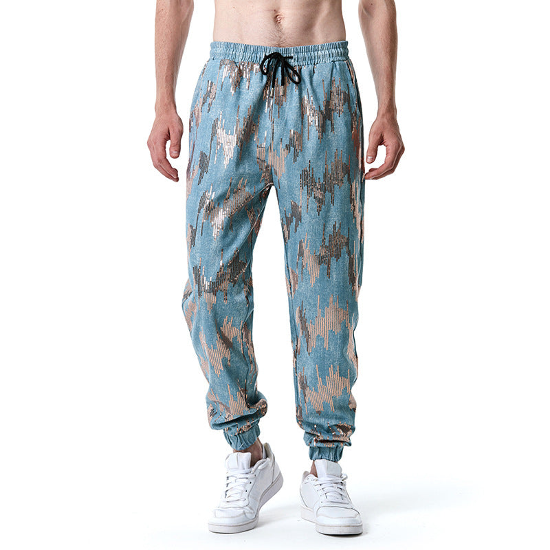 Herren Freizeithose mit Glitzer-Effekt und elastischem Bund EB