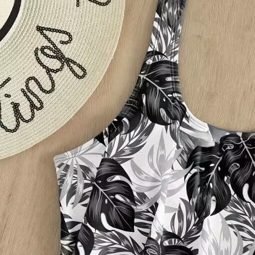 Damen Einteiliger Badeanzug mit floralem Oberteil EB