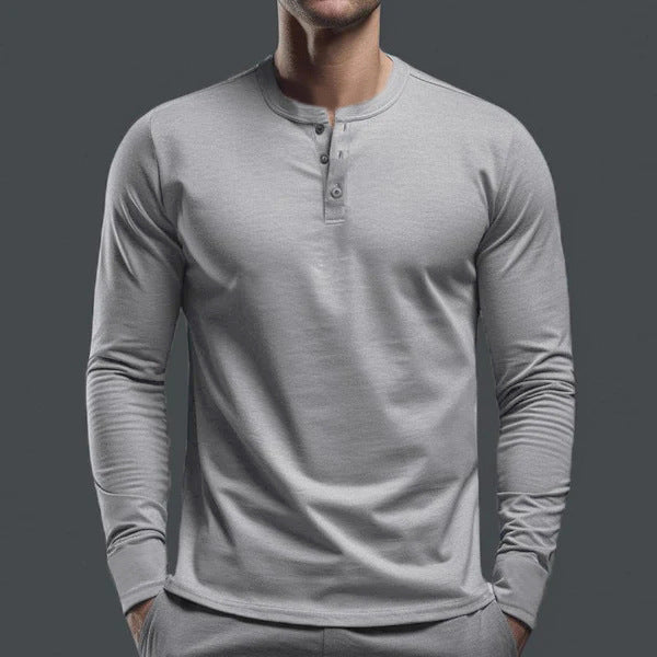 Herren nan Langarmshirt mit Knopfleiste und schmaler Passform EB