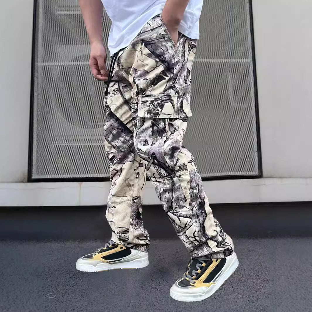 Herren Cargo-Hose im modernen Camouflage-Design mit elastischem Bund und mehreren Taschen EB
