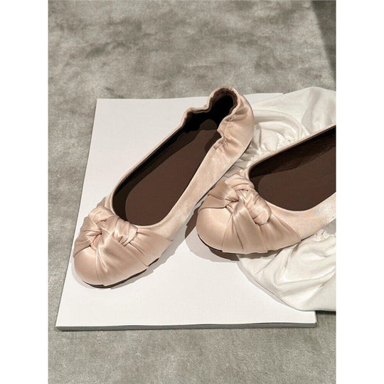Damen elegante Ballerinas aus satinierter Textil-Oberfläche EB