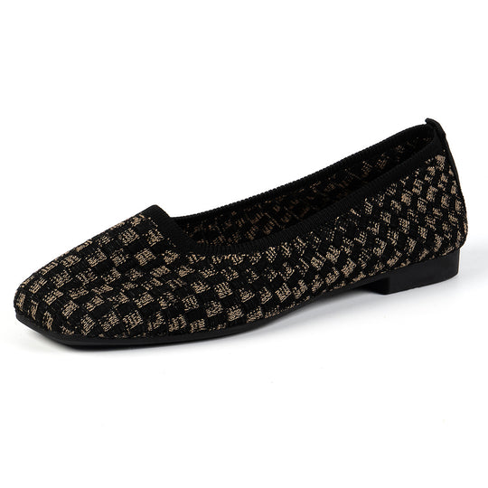 Damen Bequeme Ballerinas mit trendigem Wabenmuster und elastischem Einstieg EB