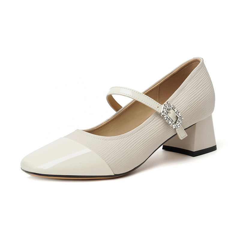 Damen Mary Jane Pumps mit eleganter Schnalle und komfortablem Blockabsatz EB