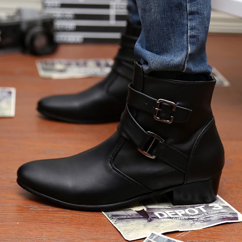 Damen modische Stiefeletten mit elegante Schnallen und strapazierfähigem Obermaterial EB