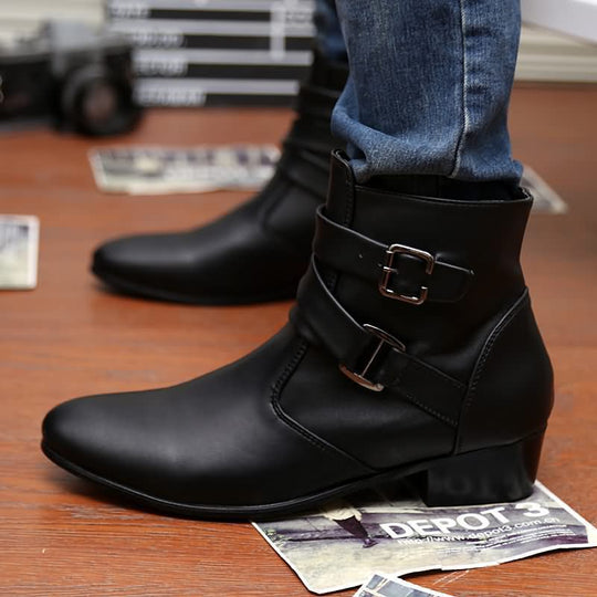 Damen modische Stiefeletten mit elegante Schnallen und strapazierfähigem Obermaterial EB
