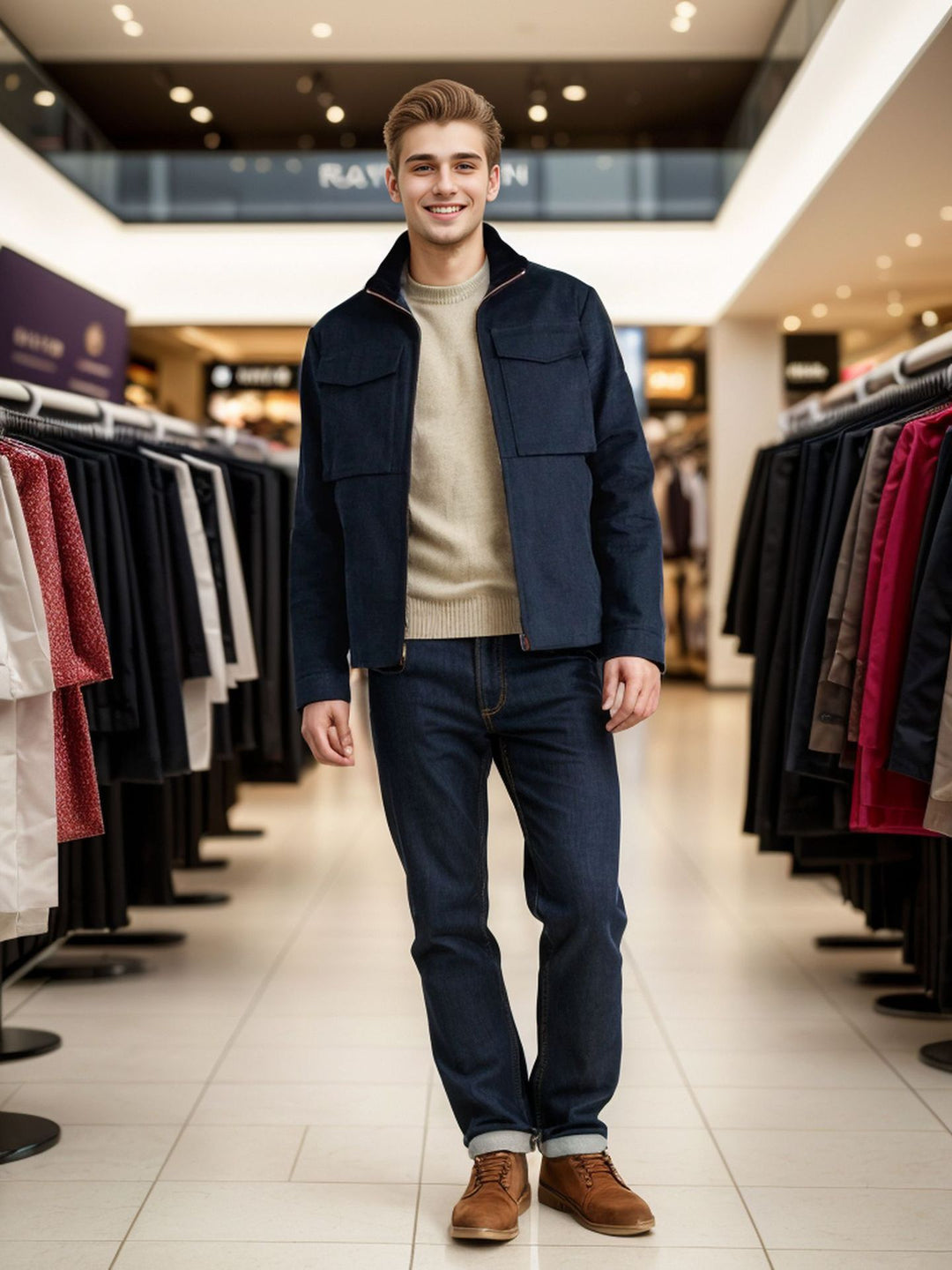Herren stylische Funktionsjacke im modernen Design mit großzügigen Taschen EB