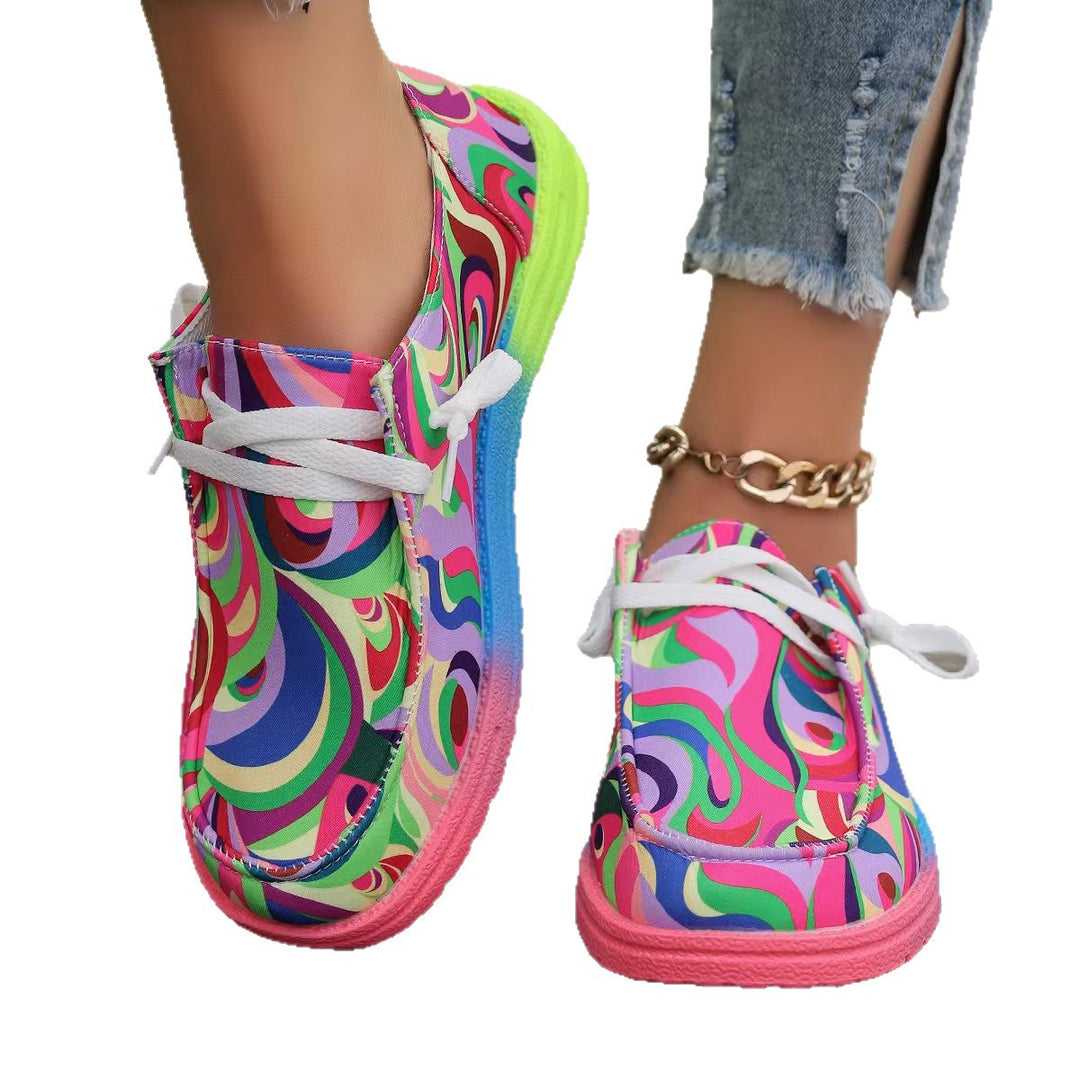 Damen Farbenfrohe Freizeitschuhe mit stylischem Grafikdesign EB