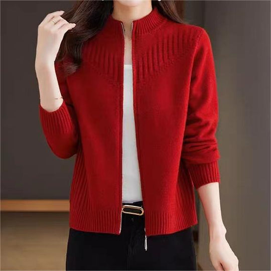 Damen Strickjacke mit hohem Kragen EB