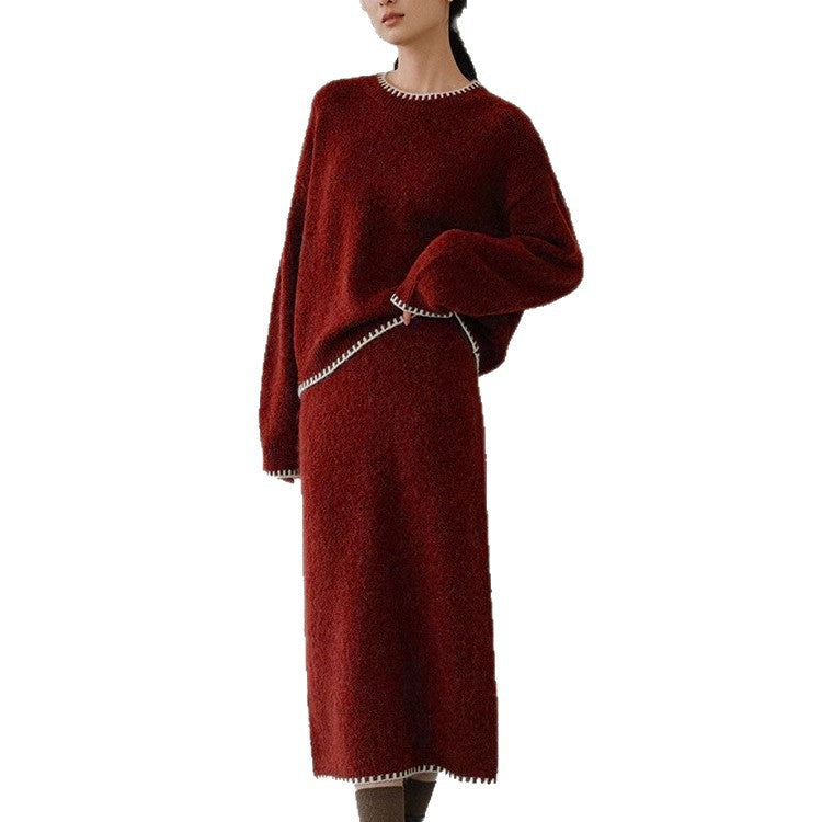 Damen weiches Strickoutfit mit feinen Details und lässigem Schnitt EB
