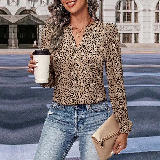 Damen Chiffonbluse mit trendigem Punktmuster und lässigem Schnitt EB