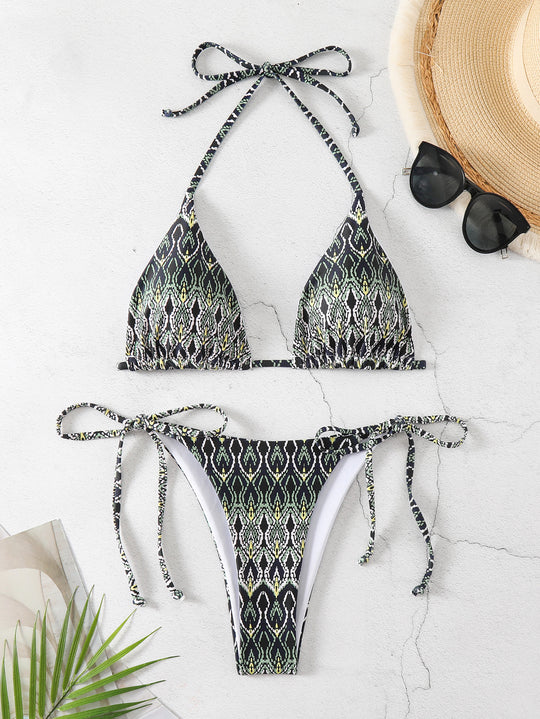 Damen Triangel-Bikini mit verspieltem Knoten-Design EB