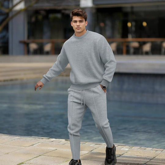 Herren lässiger Strickpullover und Jogginghose mit elastischem Bund EB