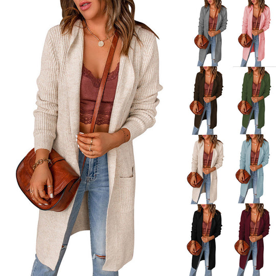 Damen Strickmantel mit offenen Vorderteilen und Taschen EB