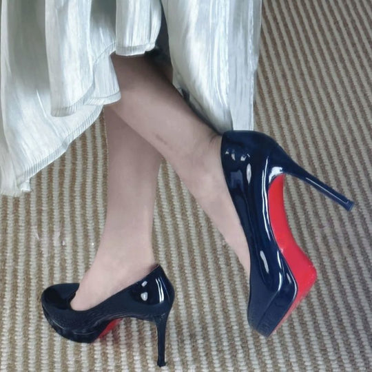 Damen glänzende Stiletto Pumps mit hoher Absatzform EB